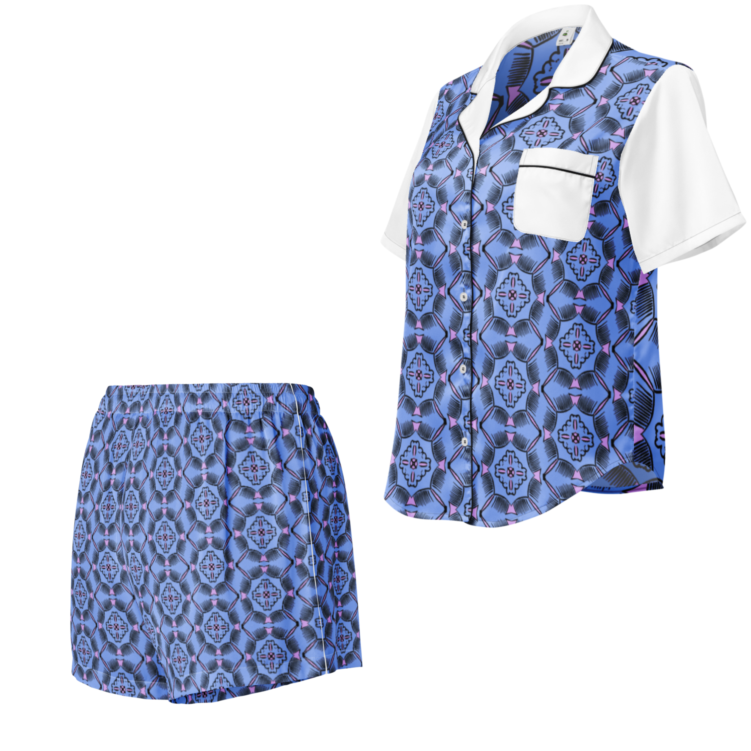 Violet Frequency | Women's PJ Short Sleeve Shirt & Shorts Set | Under CTRL Collection